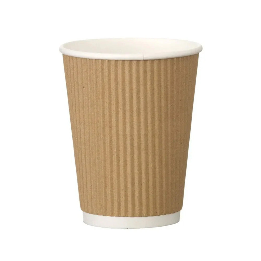 12oz Disposable Paper Coffee Cups 100 Pack – Brown Single Wall Hot Drink Cups for Tea, Coffee & Takeaway – Recyclable Paper Cups for Cafés, Offices, Catering & Events