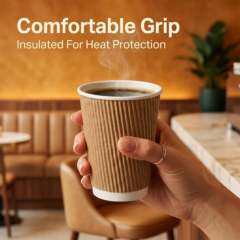 8oz Disposable Paper Coffee Cups 500 Pack – Brown Single Wall Hot Drink Cups for Tea, Coffee & Takeaway – Recyclable Paper Cups for Cafés, Offices, Catering & Commercial Use