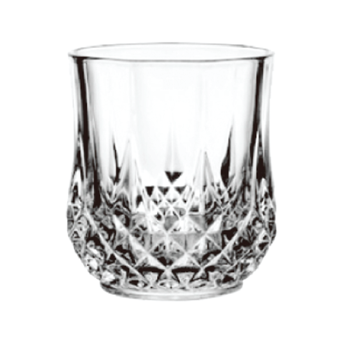 Clear cut-pattern glass tumbler with textured design, 290ml capacity