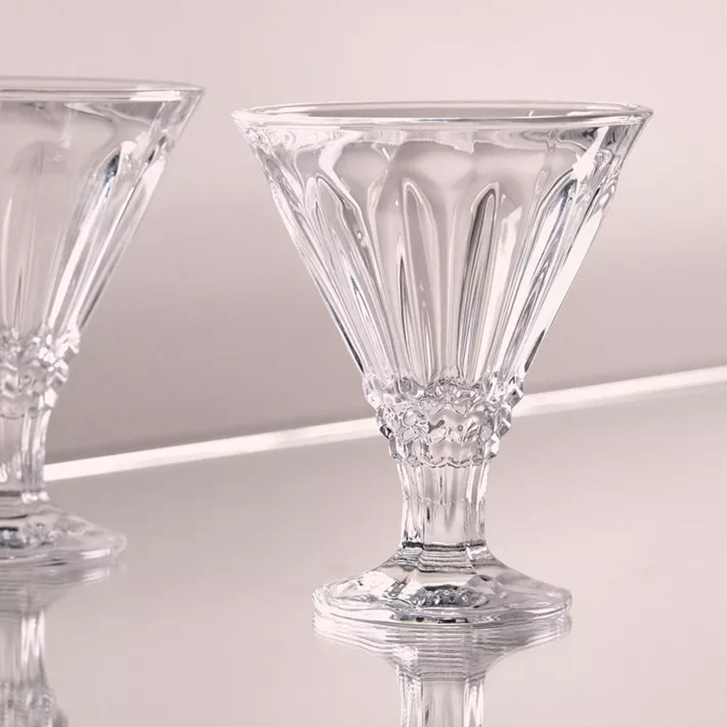 Classic Ribbed Glass Dessert Cups Set of 6 – Ice Cream & Sundae Glasses (215ml)