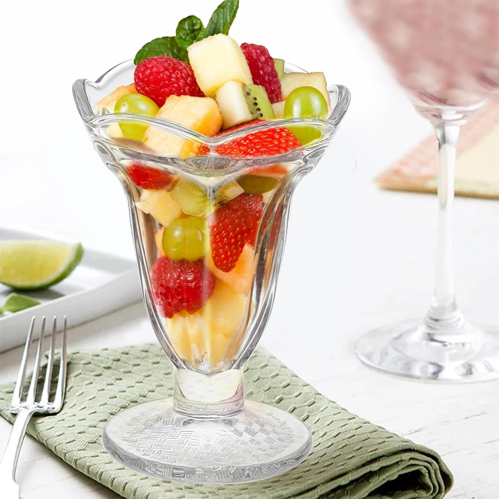 Elegant Glass Dessert Cups Set of 6 – Ice Cream, Sundae & Pudding Glasses (185ml)