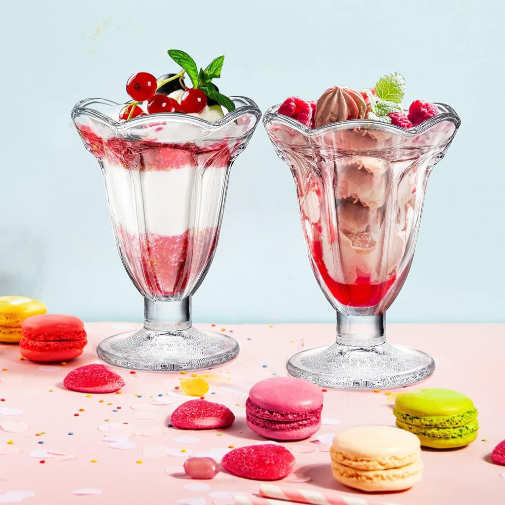 Elegant Glass Dessert Cups Set of 6 – Ice Cream, Sundae & Pudding Glasses (185ml)