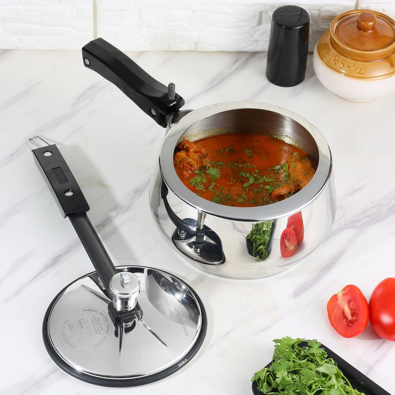 Vinod Europa 5L Stainless Steel Handi Pressure Cooker | Induction & Gas Compatible Inner Lid Cooker