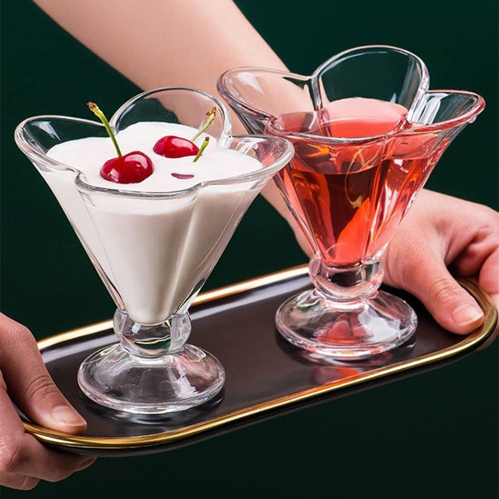 Flared Glass Dessert Cups Set of 6 – Ice Cream, Sundae & Pudding Glasses (190ml)
