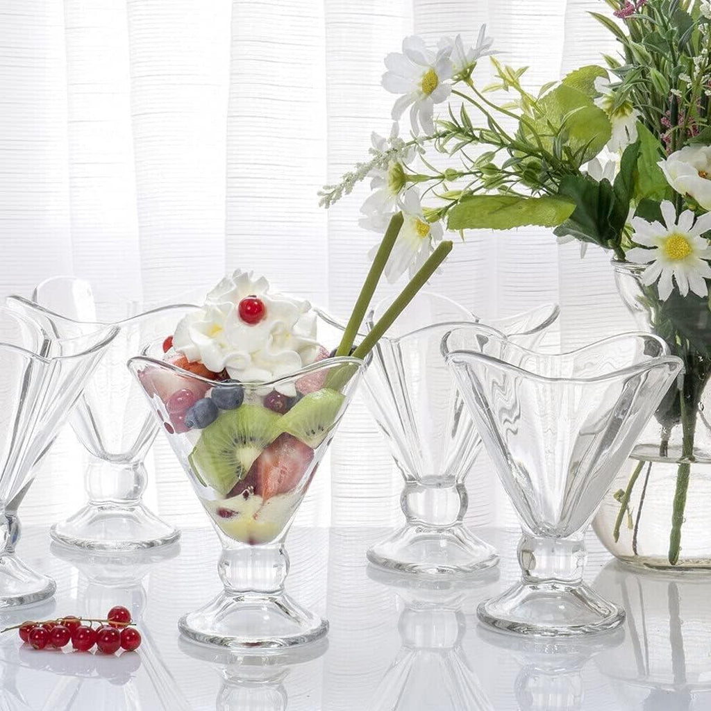 Flared Glass Dessert Cups Set of 6 – Ice Cream, Sundae & Pudding Glasses (190ml)