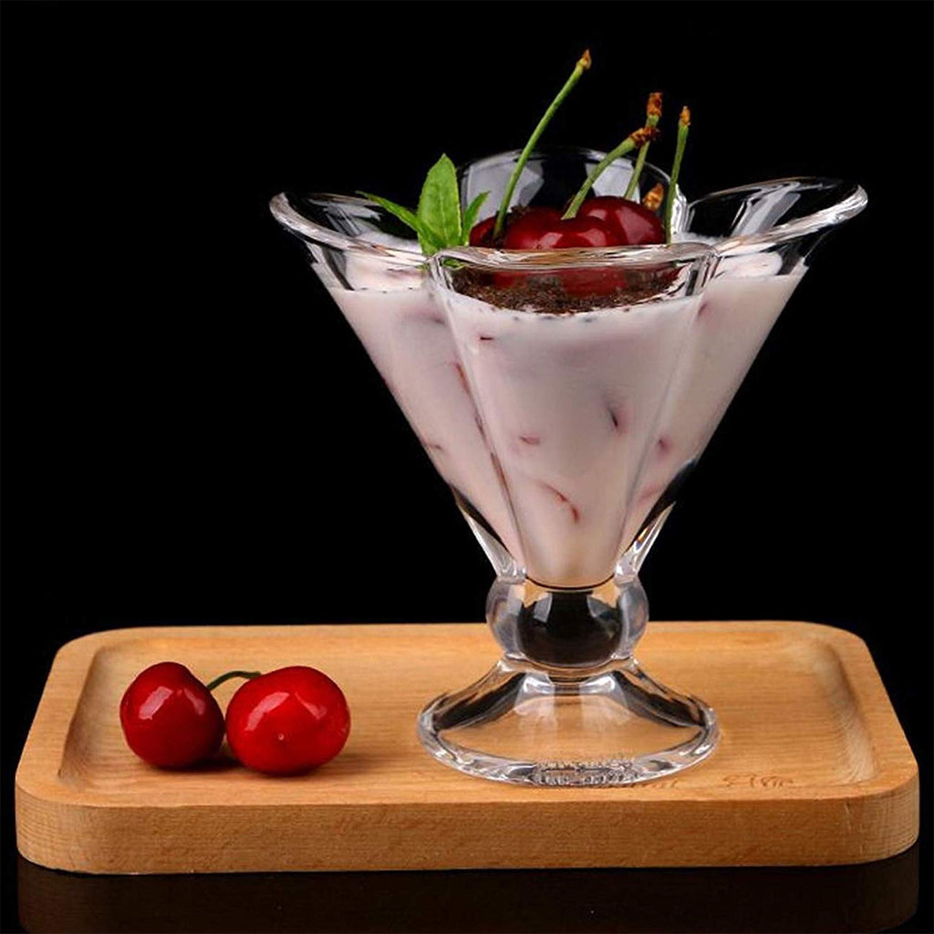 Flared Glass Dessert Cups Set of 6 – Ice Cream, Sundae & Pudding Glasses (190ml)