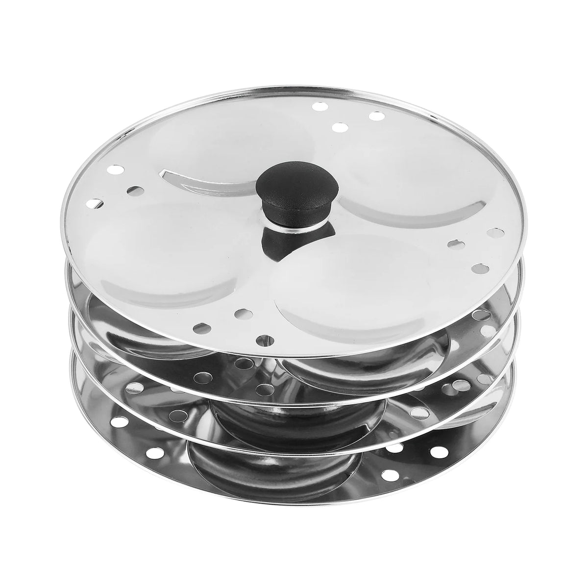 Vinod Stainless Steel Idli Cooker with SS Lid – 4 Pieces – SAS Bottom – Induction & Gas Compatible