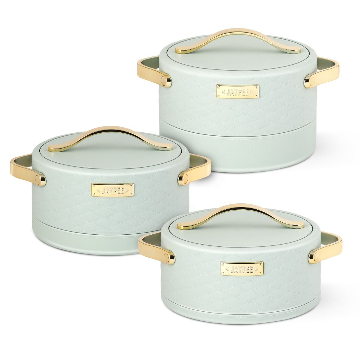 Jaypee Luxura Stainless Steel Casserole Set of 3 – Premium Insulated Hot Pot Set - Pista Green