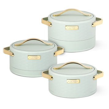 Jaypee Luxura Stainless Steel Casserole Set of 3 – Premium Insulated Hot Pot Set - Pista Green
