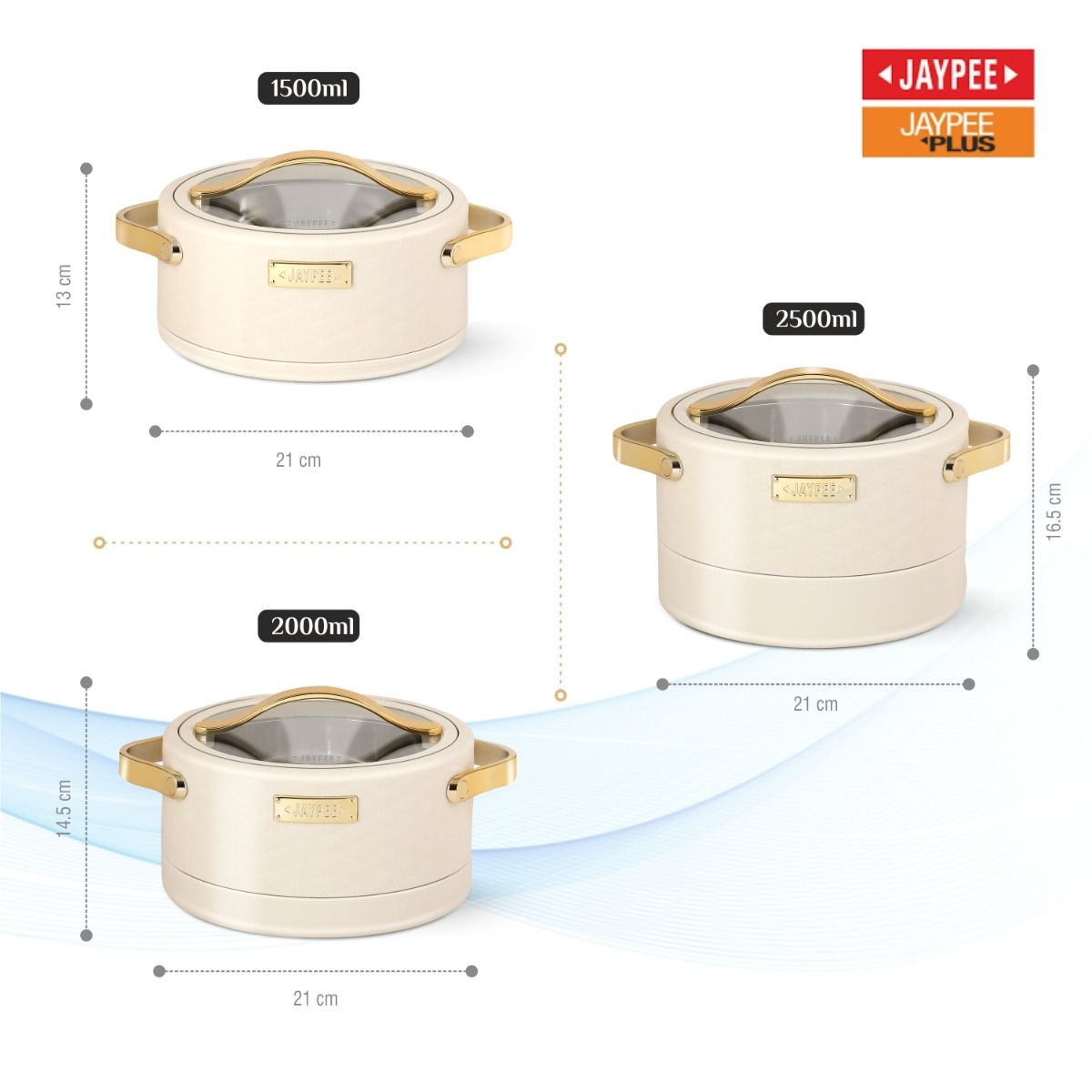 Jaypee Luxura Klass Casserole 3-Piece Set – Premium Insulated Hotpots - Beige