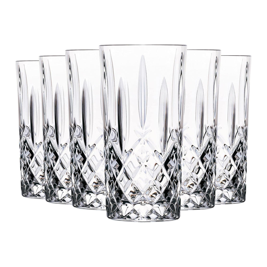 Premium cut crystal highball glasses 360ml set of 6 with elegant tall design and clear glass finish