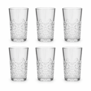 Cut Glass Highball Tumbler Glasses Set of 6 – 360 ml Crystal Pattern Drinkware