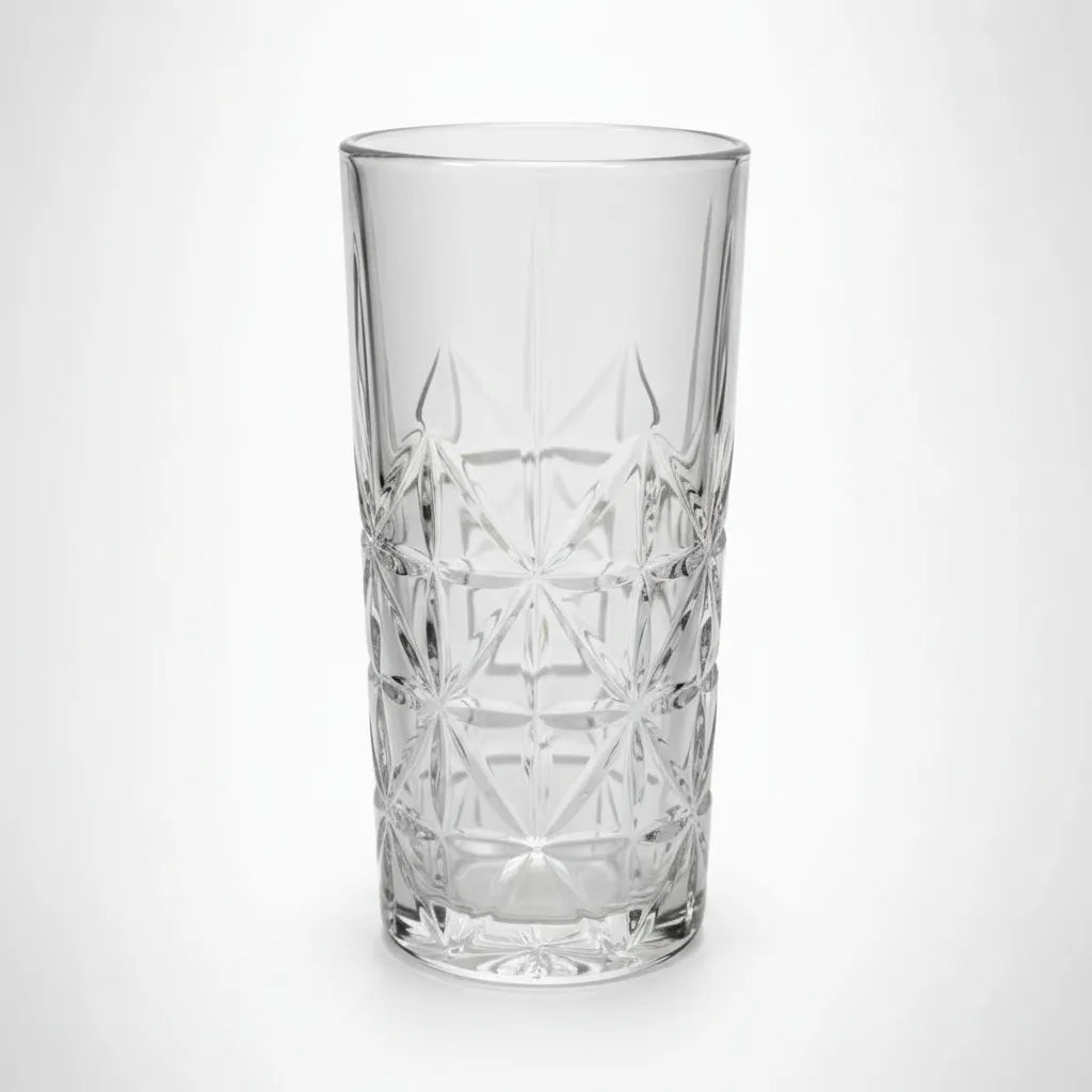 Cut Glass Highball Tumbler Glasses Set of 6 – 360 ml Crystal Pattern Drinkware