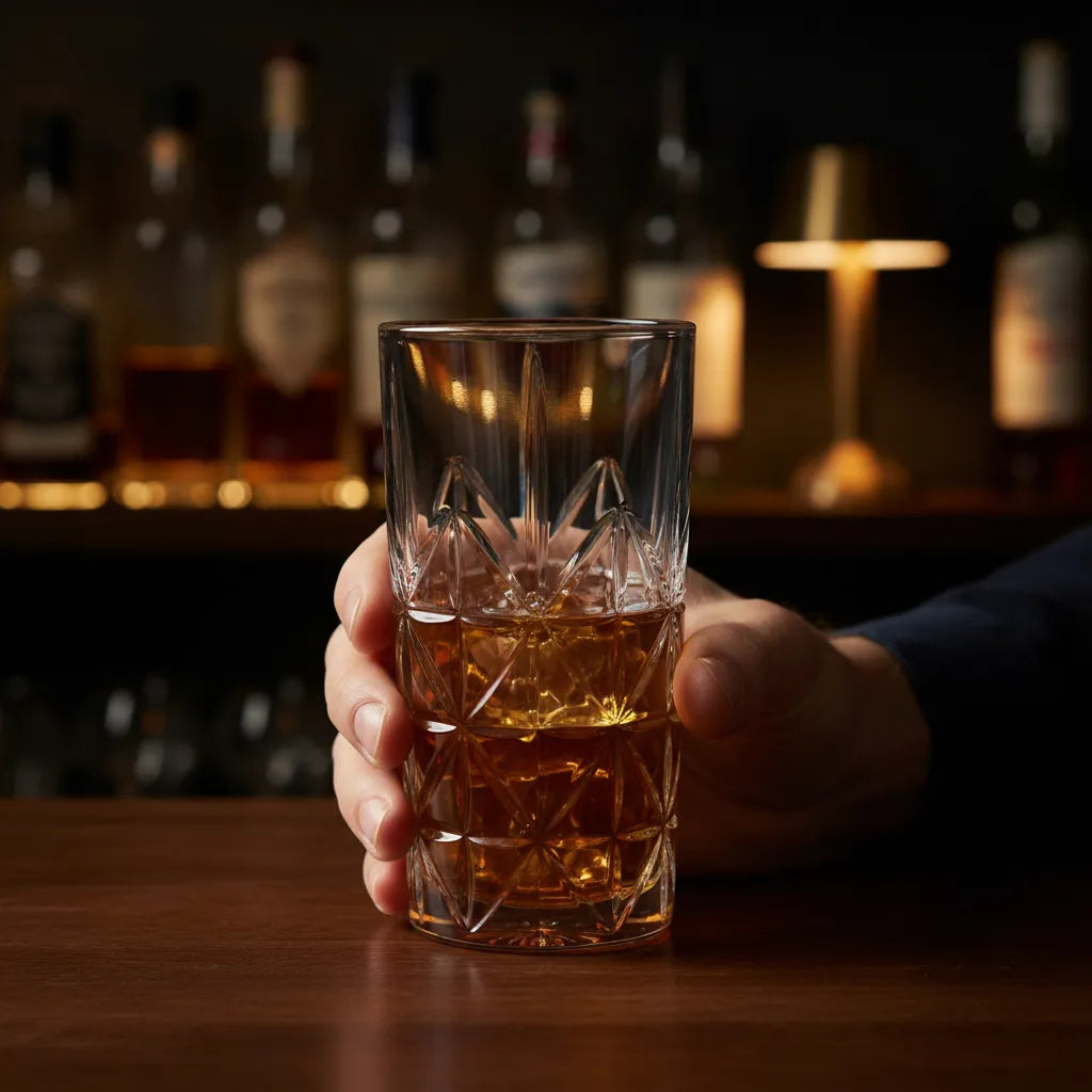 Cut Glass Highball Tumbler Glasses Set of 6 – 360 ml Crystal Pattern Drinkware