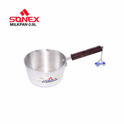 Sonex 0.9L Heavy Duty Aluminium Milk Pan with Wooden Handle – Tea Saucepan for Gas & Electric Hobs
