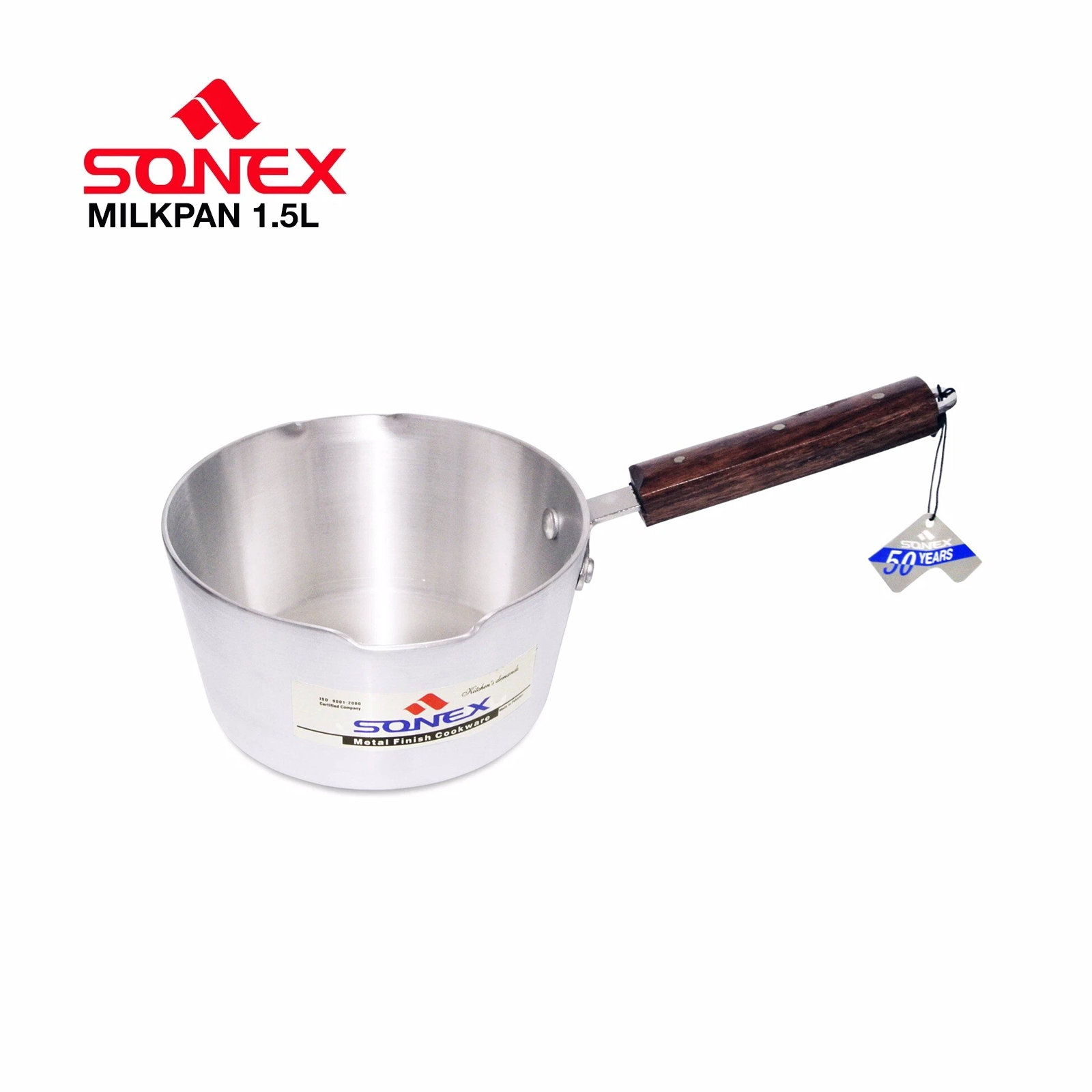 Sonex 1.5L Heavy Duty Aluminium Milk Pan with Wooden Handle – Tea Saucepan for Gas & Electric Hobs