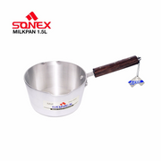 Sonex 1.5L Heavy Duty Aluminium Milk Pan with Wooden Handle – Tea Saucepan for Gas & Electric Hobs