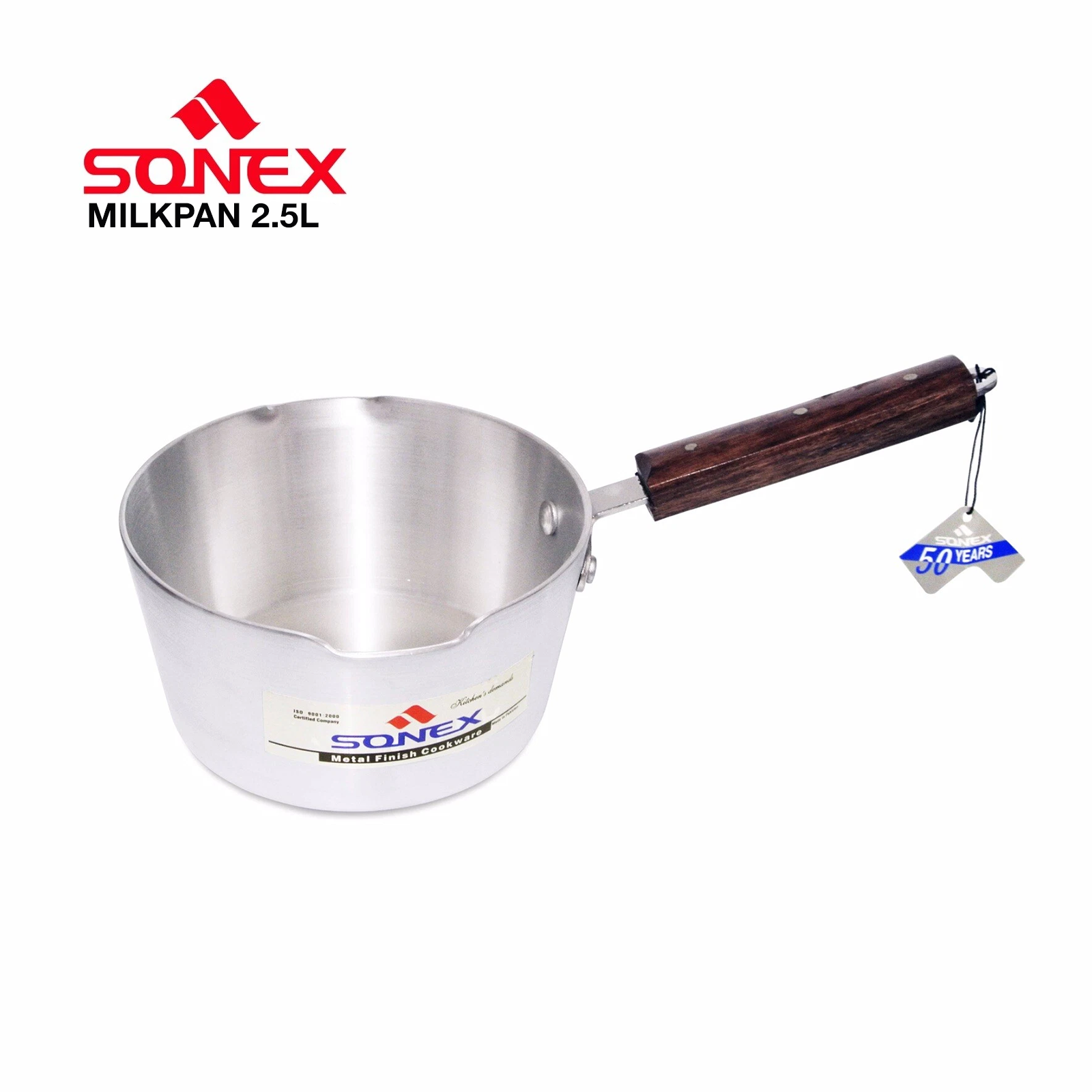 Sonex 2.5L Heavy Duty Aluminium Milk Pan with Wooden Handle for Tea Making, Boiling Milk and Everyday Cooking