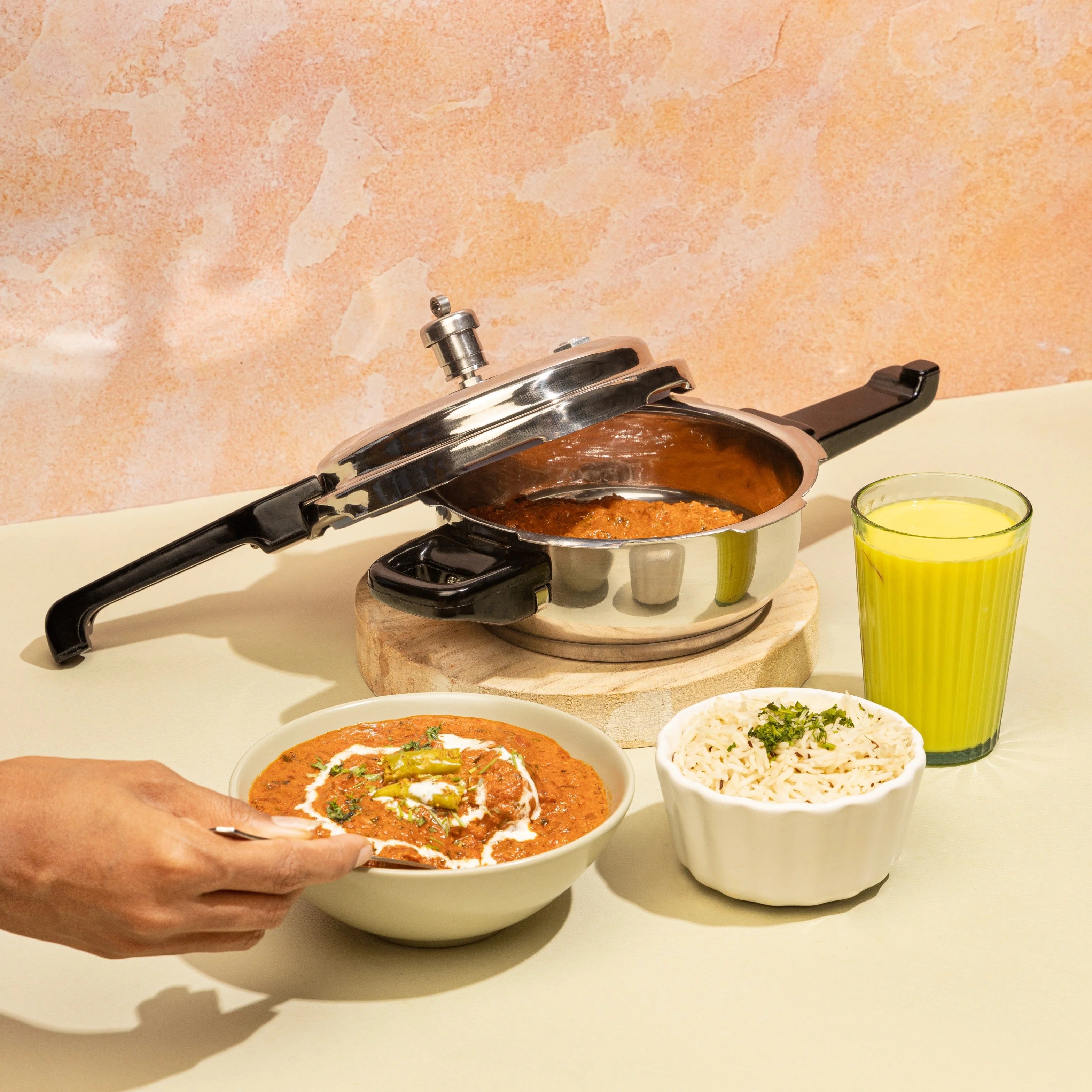 Stainless Steel Deep Pan Pressure Cooker with Lid – 3.5 Litre | Induction Safe