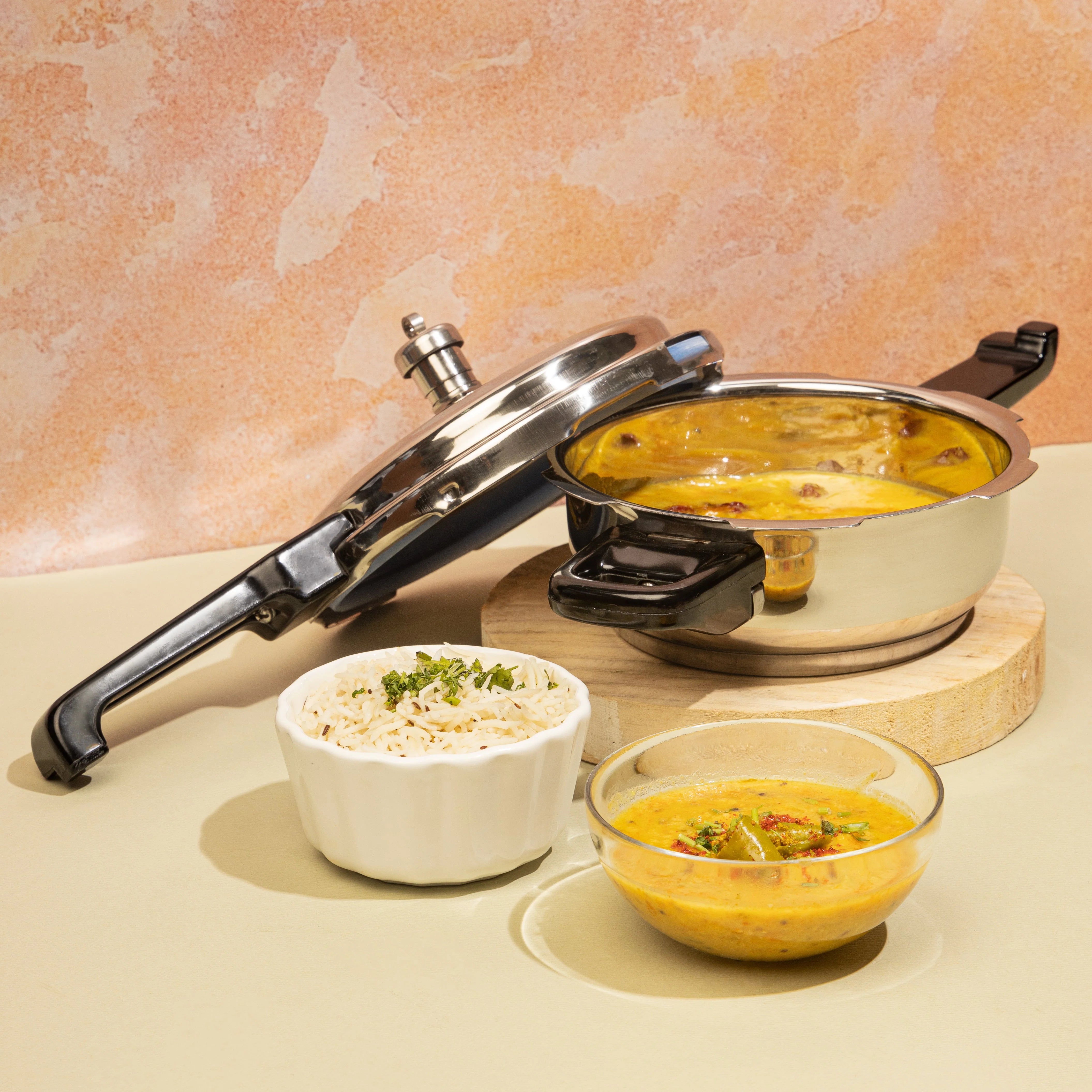 Stainless Steel Deep Pan Pressure Cooker with Lid – 3.5 Litre | Induction Safe