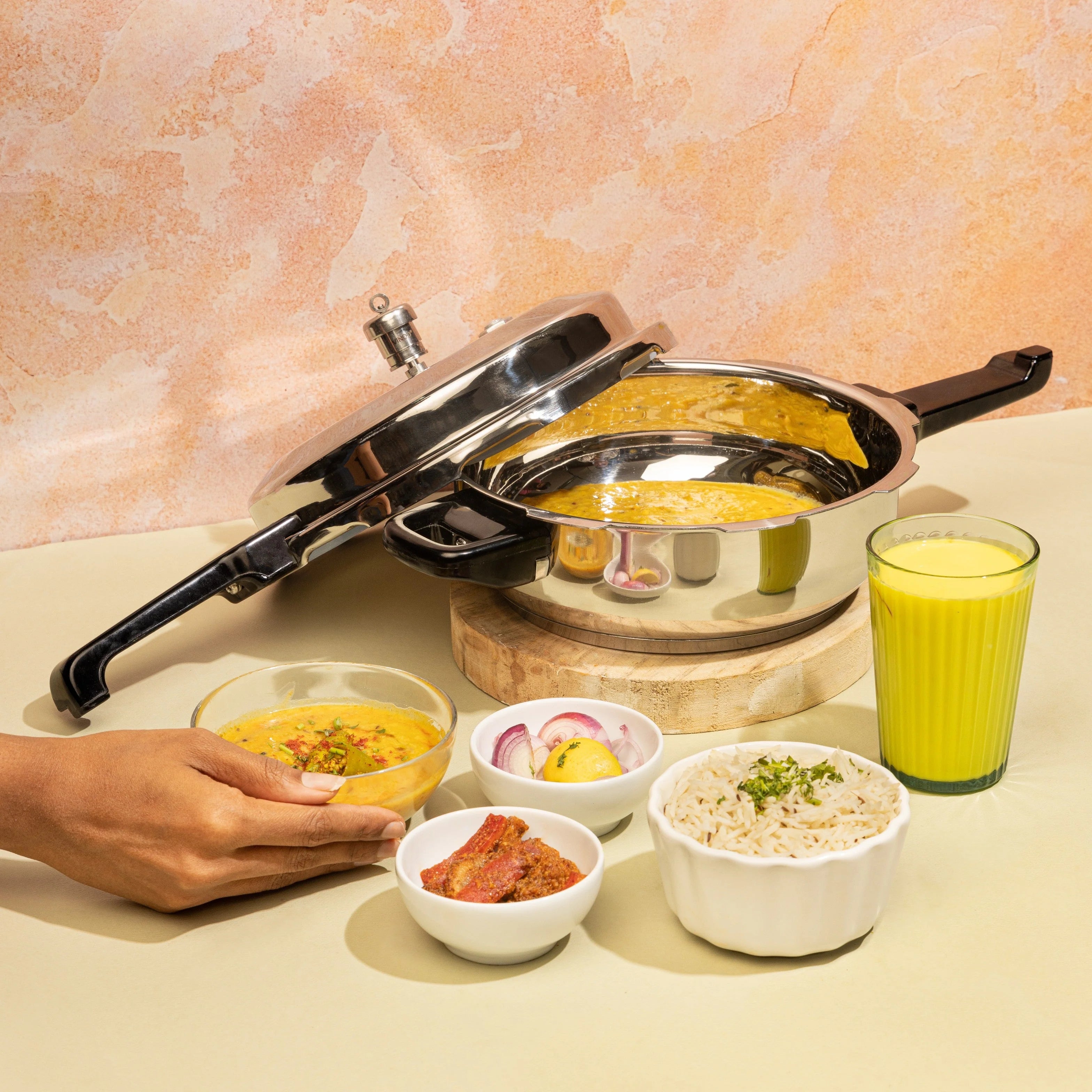 Stainless Steel Deep Pan Pressure Cooker with Lid – 3.5 Litre | Induction Safe