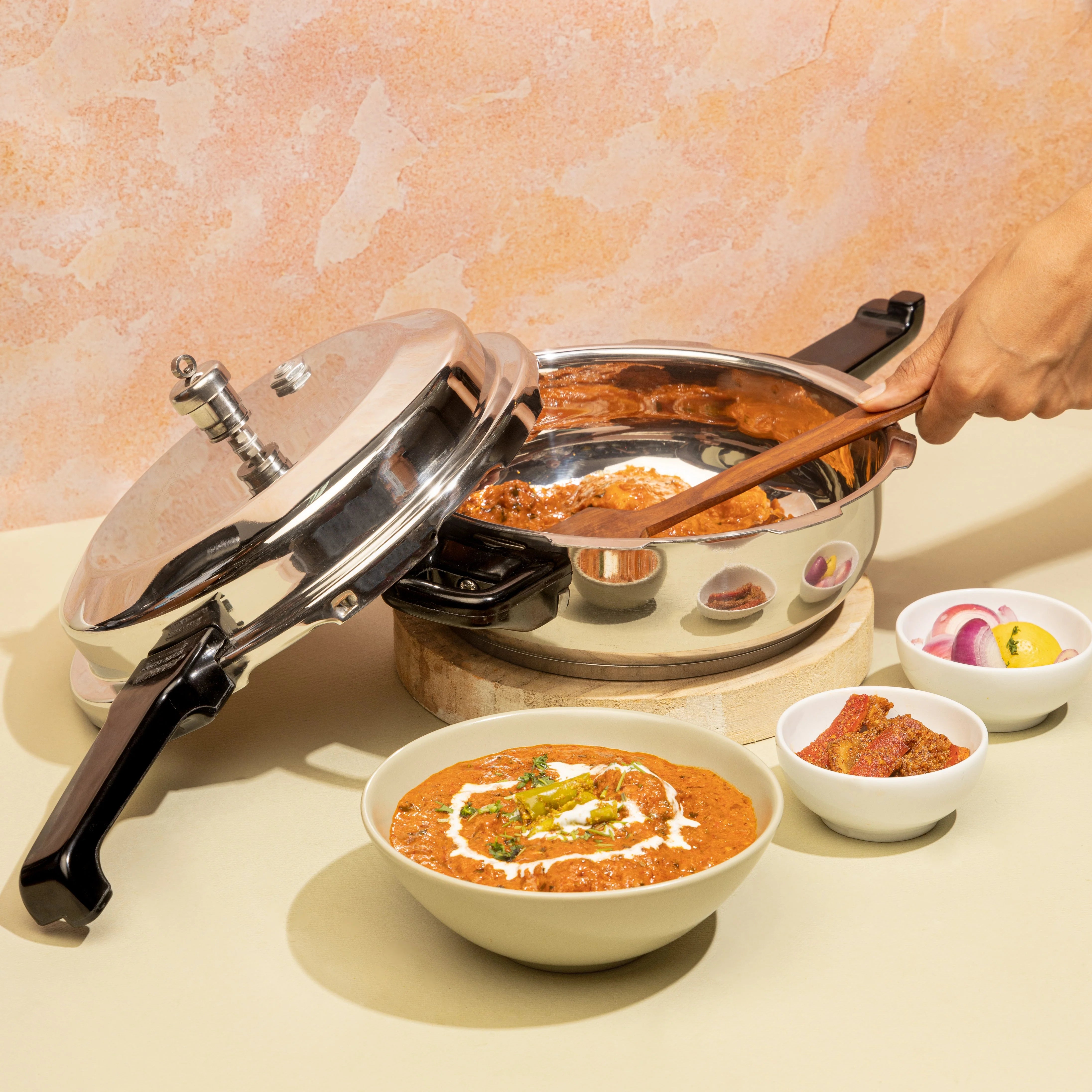 Stainless Steel Deep Pan Pressure Cooker with Lid – 4.5 Litre | Induction Safe