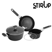 Stirup Essential 3 piece non stick cookware set with saucepan stockpot and frying pan induction ready