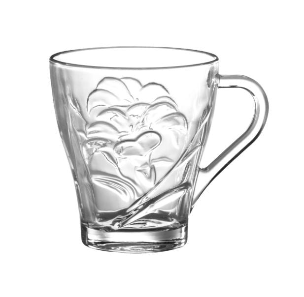 Clear cut-pattern glass tumbler with textured design, 290ml capacity