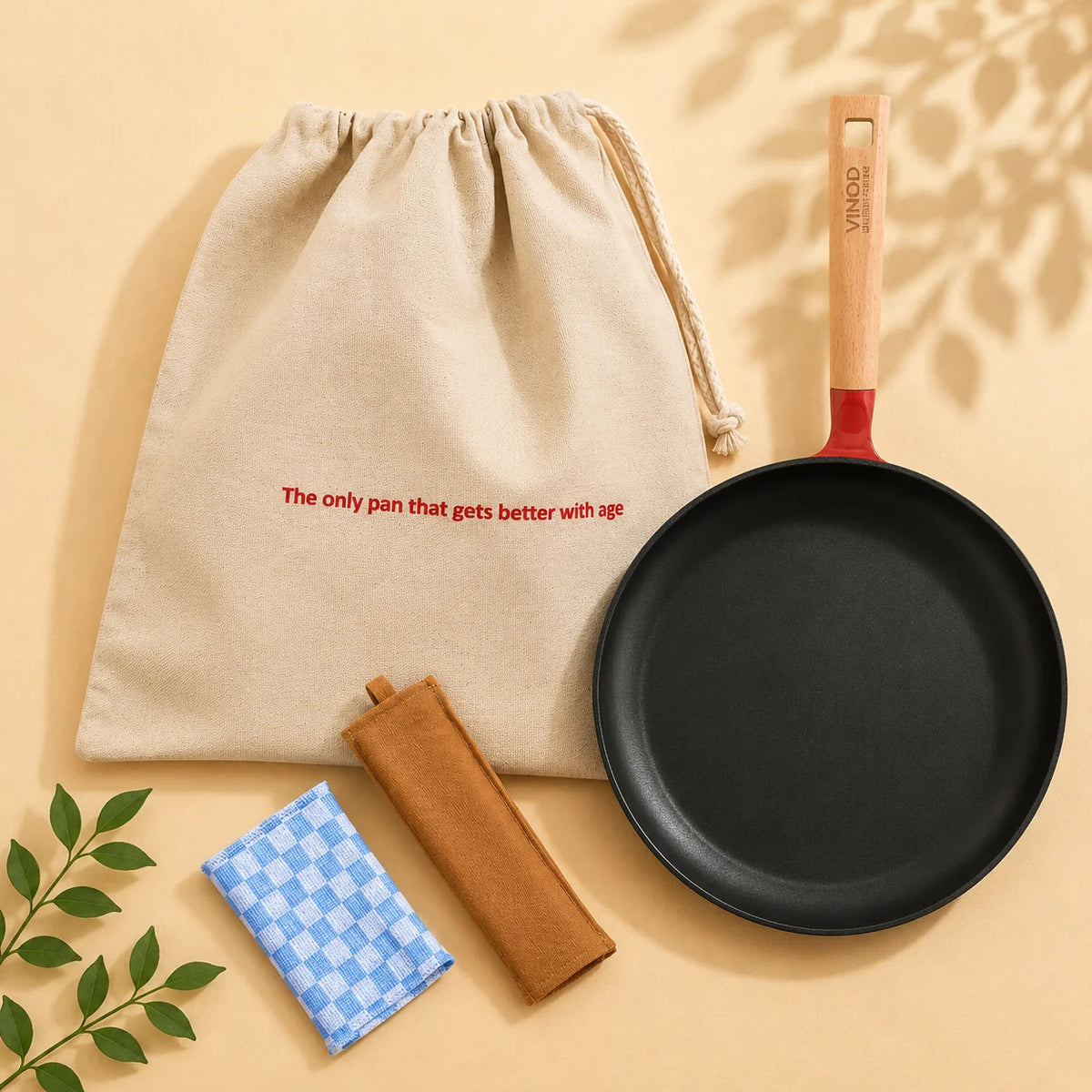 Vinod Cast Iron Freya Dosa Tawa 28 cm – Ruby Red – Titanium Enamel – Induction Friendly
