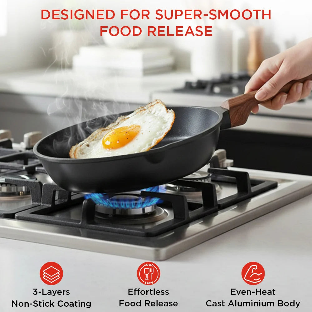 Vinod Di Casa Non Stick Frypan 20 cm – 3 Layer Ultra Tough Coating – Cast Aluminium – Induction & Gas Compatible