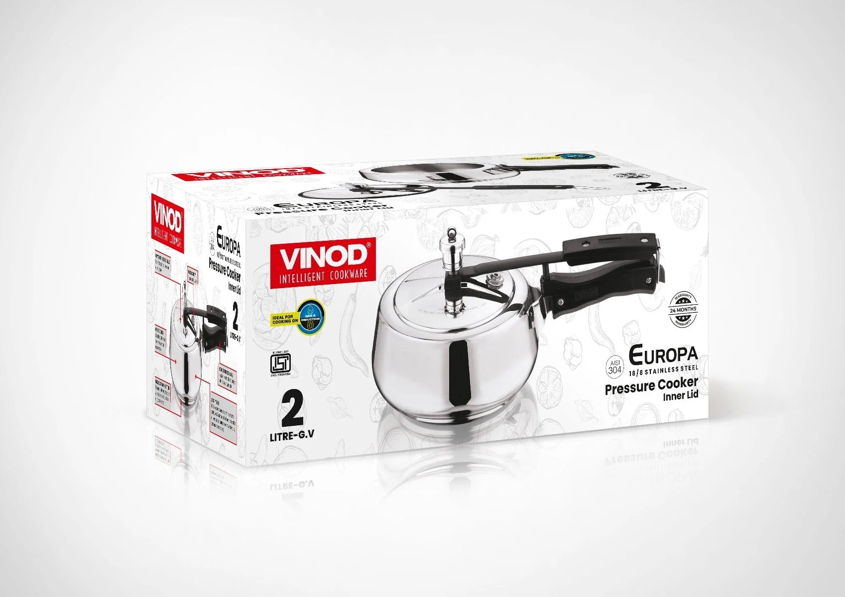 Vinod Europa Stainless Steel Handi Pressure Cooker – Inner Lid, Induction Friendly 3L