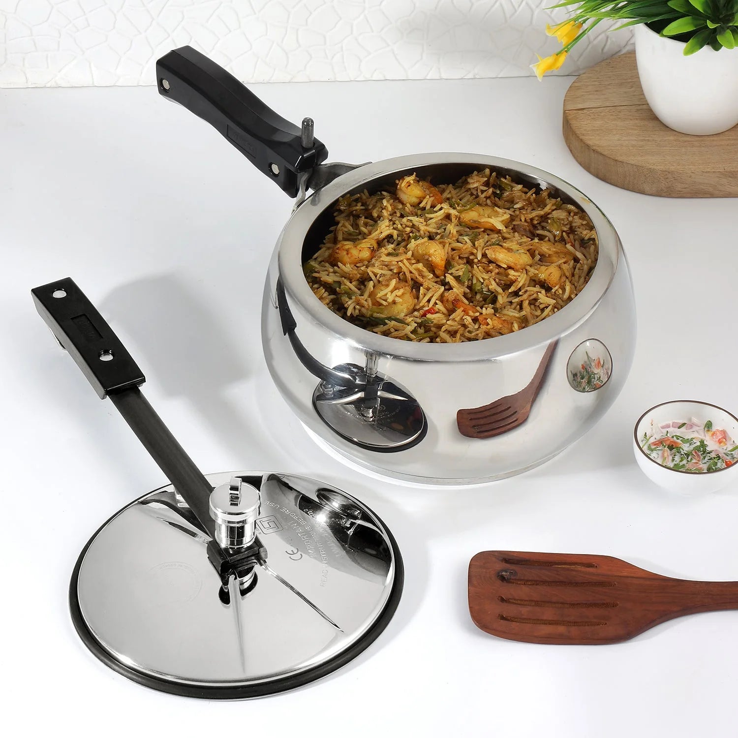 Vinod Europa Stainless Steel Handi Pressure Cooker – Inner Lid, Induction Friendly 3L