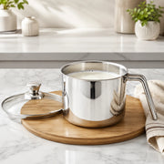 Vinod Platinum Triply Milk Pot 2 Litre 14 cm with Glass Lid