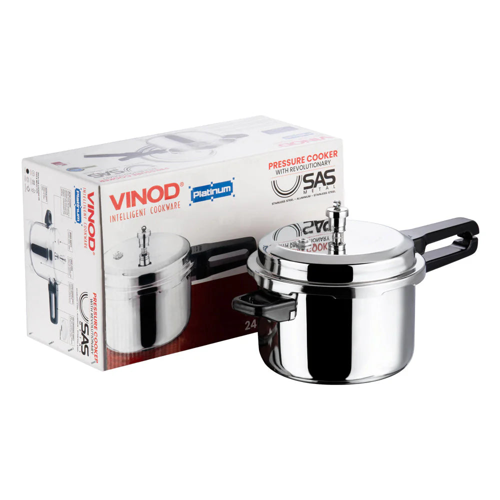 Vinod Platinum Triply Stainless Steel Pressure Cooker 5L (Induction Compatible)