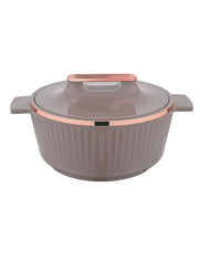 Asian Fancy Insulated Stainless Steel Hot Pot 5000ml – Large Thermal Serving Casserole with Locking Lid (Taupe Brown)