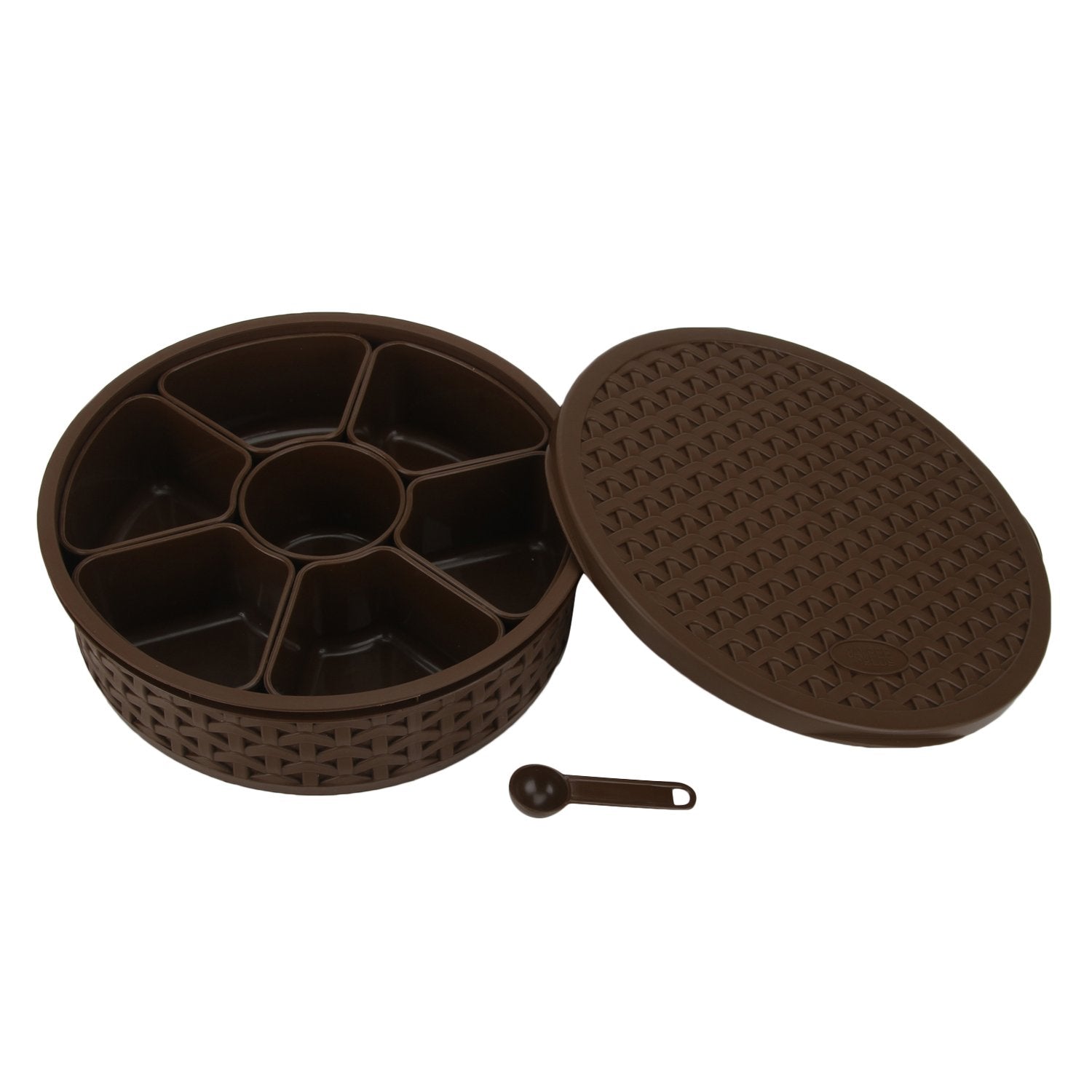 Airtight masala dabba with 7 compartments brown