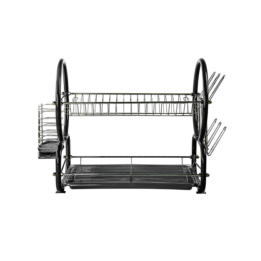 Black 2 Tier Dish Drainer with Drip Tray 