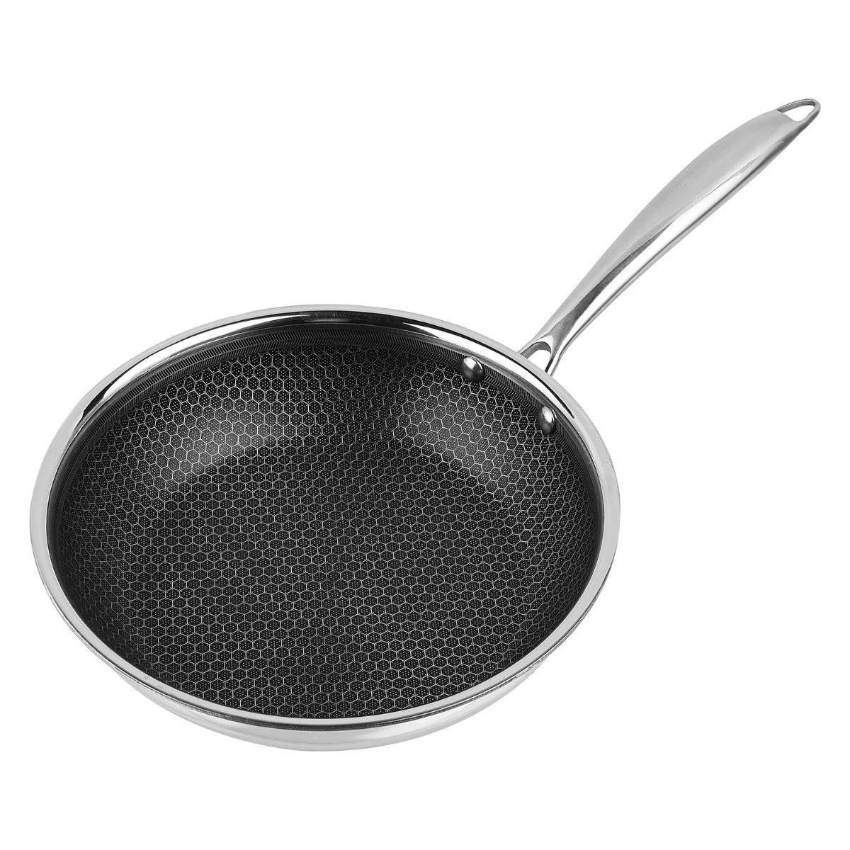 Glaxa Professional 28cm Honeycomb Triply Stainless Steel Frying Pan – Non Stick Fry Pan with Stay-Cool Handle – Induction, Gas & All Hob Compatible Skillet