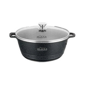 Glaxa Professional 40cm Non-Stick Jumbo Stockpot with Glass Lid Black Die-Cast Aluminium Casserole Pot Induction Compatible Cooking Pot