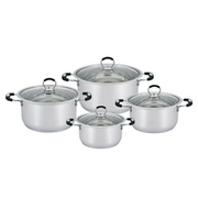Glaxa Heavy Stainless Steel Casserole Stockpot Set of 4 with Glass Lids – 20cm, 22cm, 24cm, 26cm