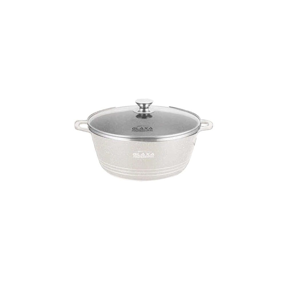 Glaxa Professional 20cm Non-Stick Stockpot with Glass Lid Red Die-Cast Aluminium Casserole Pot Induction Compatible Cooking Pot