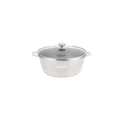 Glaxa Professional 20cm Non-Stick Stockpot with Glass Lid Cream Die-Cast Aluminium Casserole Pot Induction Compatible Cooking Pot