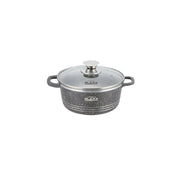 Glaxa Professional 20cm Non-Stick Stockpot with Glass Lid Silver Die-Cast Aluminium Casserole Pot Induction Compatible Cooking Pot