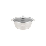 Glaxa Professional 24cm Non-Stick Stockpot with Glass Lid Cream Die-Cast Aluminium Casserole Pot Induction Compatible Cooking Pot