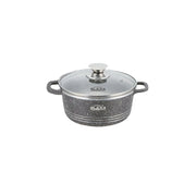 Glaxa Professional 24cm Non-Stick Stockpot with Glass Lid Silver Die-Cast Aluminium Casserole Pot Induction Compatible Cooking Pot