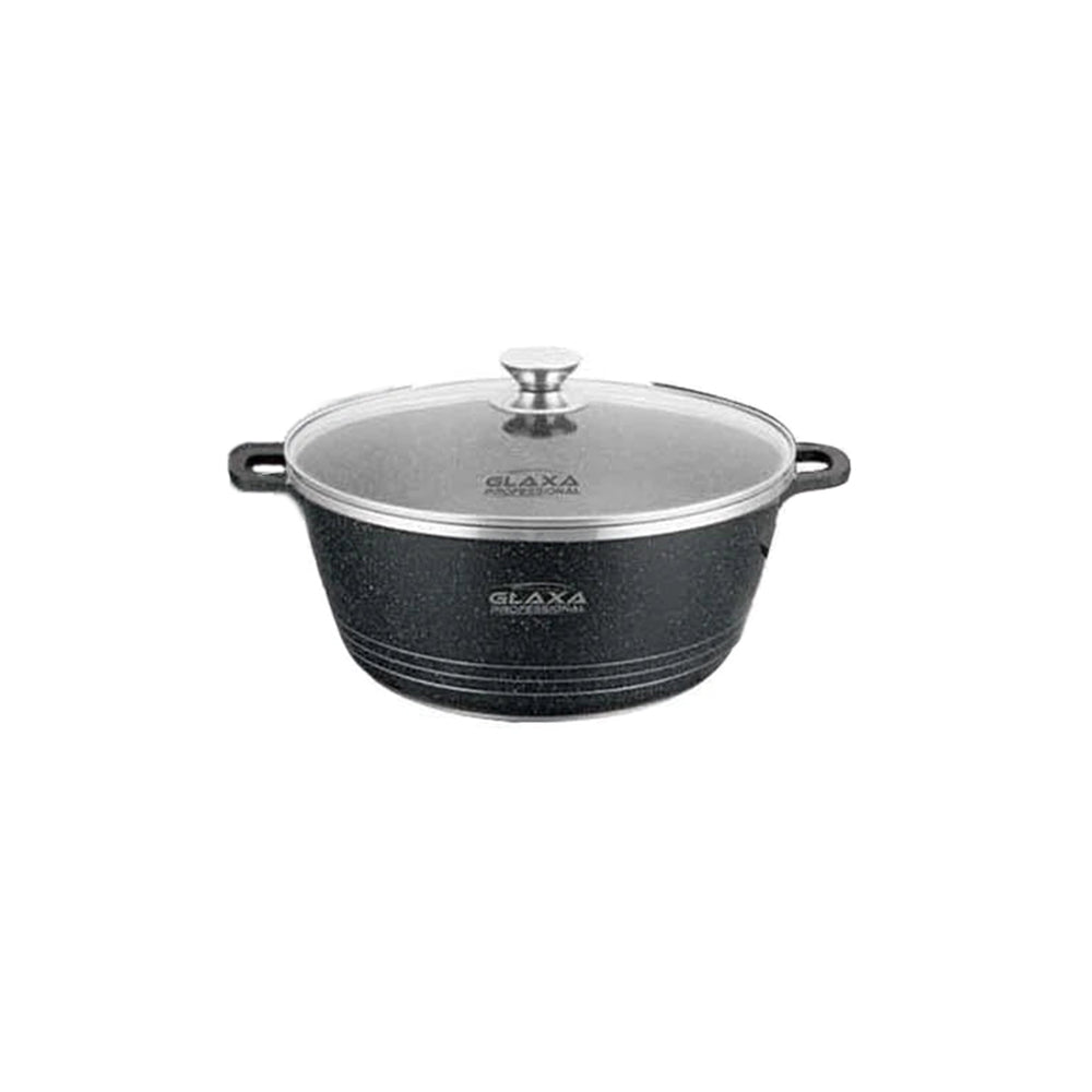 Glaxa Professional 28cm Non-Stick Stockpot with Glass Lid Cream Die-Cast Aluminium Casserole Pot Induction Compatible Cooking Pot