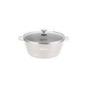 Glaxa Professional 28cm Non-Stick Stockpot with Glass Lid Cream Die-Cast Aluminium Casserole Pot Induction Compatible Cooking Pot