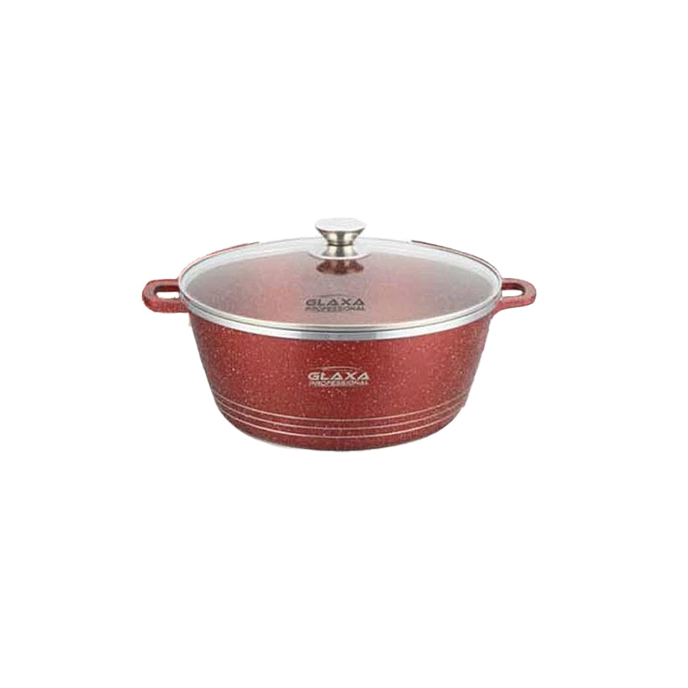 Glaxa Professional 28cm Non-Stick Stockpot with Glass Lid Cream Die-Cast Aluminium Casserole Pot Induction Compatible Cooking Pot