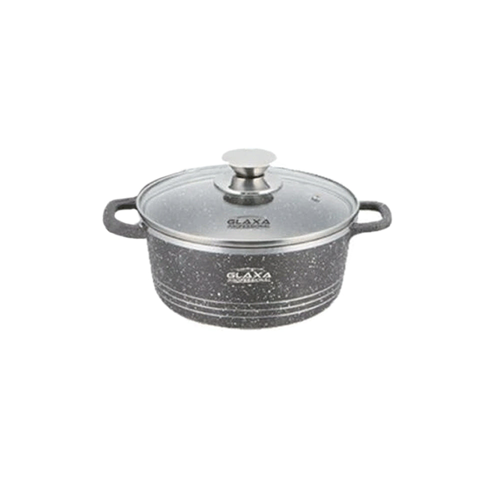 Glaxa Professional 28cm Non-Stick Stockpot with Glass Lid Cream Die-Cast Aluminium Casserole Pot Induction Compatible Cooking Pot