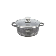 Glaxa Professional 28cm Non-Stick Stockpot with Glass Lid Silver Die-Cast Aluminium Casserole Pot Induction Compatible Cooking Pot